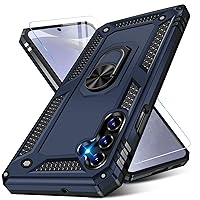 for Samsung Galaxy S24 Case with Screen Protector, Military Grade Rugged Armor Shockproof Heavy Duty Galaxy S24 5G Protective Cover for Samsung S24 5G Magnetic Ring Kickstand Phone Case (Blue)