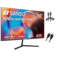 Simple Deluxe Monitor 24 inch 100Hz IPS USB Type-C FHD 1080P Computer Display Built-in Speakers HDMI DP HDR10 Game RTS/FPS Tilt Adjustable (ES-24X3 Type-C Cable & HDMI Cable Included) SANSUI