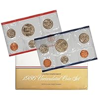 1986 Various Mint Marks P & D United States US Mint 10 Coin Uncirculated Mint Set Uncirculated