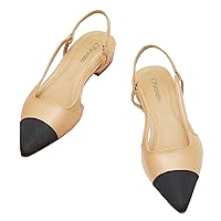 Women's Slingback | Leather Slingback Flats | Pointed Toe Slingback Pumps | Comfort Heeled Sandal | Slip on Flats Shoes for Wedding