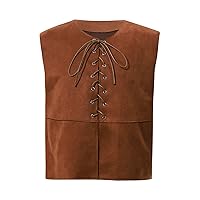 Kids Boys Renaissance Lace-up Pirate Vest Medieval Halloween Costume Steampunk Gothic Waistcoat Sleeveless Top