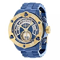 Invicta Men's 52mm Excursion Fusion Shaq .27ctw Diamonds Swiss 8040.N Chronograph Gold Bezel Blue Stainless Steel Watch (Model: 37495)