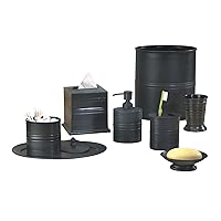 nu steel Bogart metal Bath Accessory Set for Vanity Countertop,8 piece Luxury ensemble - cotton container, soap dish, toothbrush holder, tumbler, soap pump, waste basket, boutique tissue, amenity tray
