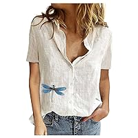 Women's Comfy Fashion Casual Shirts Tops 2023 Summer V Neck Loose Tees Blouse Short Sleeve Solid Colour T-Shirt