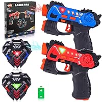 VATOS Laser Tag Guns Set, Infrared Mini Laser Tag for Kids with Badges 2 Pack, Laser Tag Game 2 Players Indoor Outdoor, Laser Tag Blaster, Group Activity Fun Toy for Kids Age 4 5 6 7 Boys Girls