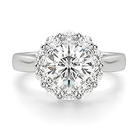 3.25 CT Round Moissanite Engagement Ring Wedding 925 Sterling Silver,10K/14K/18K Solid Gold Wedding Ring Set Solitaire Accent Halo Style, Silver Anniversary Promise Ring Gift for Her