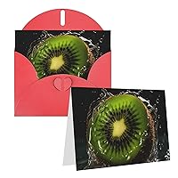 Piece of Kiwi Fruit Greeting Cards Blank Note Cards With Envelopes Happy Birthday Cards Valentine's Day Cards For Graduation, Wedding 4 x 6 inches