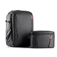 PGYTECH OneMo 2 25L-33L Camera Backpack with Shoulder Bag for 16“ Laptop for Photographers, Waterproof DSLR Backpack for Canon/Nikon/Sony, Drone Backpack for DJI Mini 3 Pro/Mavic 3/ FPV, Black