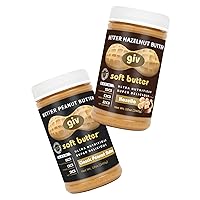 giv soft butter Bundle - Organic jars of Classic Peanut Butter and Hazelnut Chocolate Nut Butter with MCT Oil and Monk Fruit Sweetener - Vegan Protein Snack, Gluten Free - Healthy Snacks for Adults
