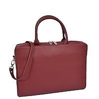 Womens Luxury Soft Leather Briefcase A4 Size Files Folders Office Executive Shoulder Bag A62 Red