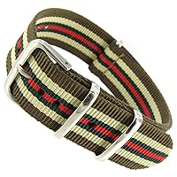 20mm Milano Nylon Fabric Canvas Brown Tan Green Red Military Watch Band Strap