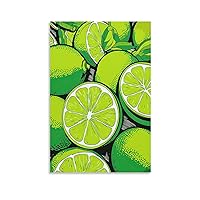 Fruit Lime Painting Decorative Art - Pop Art Green Lemon Painting Decorative Poster - Home Canvas Wa Canvas Painting Wall Art Poster for Bedroom Living Room Decor 08x12inch(20x30cm) Unframe-style
