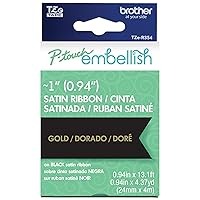 Brother P-Touch Embellish Gold Print on Black Satin Ribbon TZE-R354 - ~1