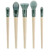 Elements Super-Natural Face Makeup Brush Kit, For Foundation, Bronzer, Blush, & Eyeshadow, Works Best With Liquid, Cream, & Powder Products, Synthetic Bristles, 5 Piece Set