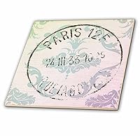 ct_99396_4 Vintage Postage Paris French Art-Ceramic Tile, 12-Inch
