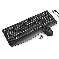 Wireless Keyboard and Mouse Combo, EDJO 2.4GHz Rechargeable Ergonomic Keyboard with Wrist Rest and 3 DPI Adjustable Mouse, Full-Sized Silent Keyboard Mouse Set for Windows, Mac, Android, PC, Laptop