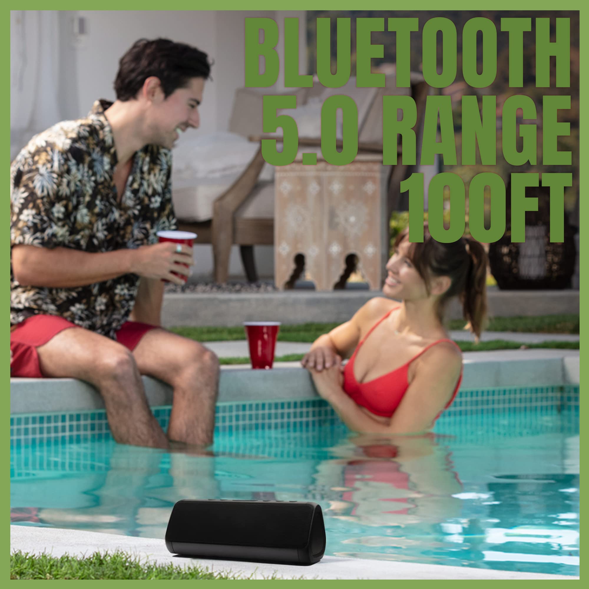 OontZ Pro Bluetooth Speaker, Premium Portable IPX7 Waterproof Wireless Speaker, Long Battery Playtime up to 15 hrs, Rich Bass, Crystal Clear Stereo Sound with Aux Input (Black)