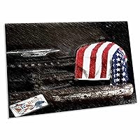 3dRose A Rusty Old Timer car with The American Flag and a... - Desk Pad Place Mats (dpd-201116-1)