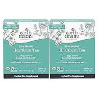 Earth Mama Organic Heartburn Tea | Pregnancy-Safe Soothing Herbal Blend with Marshmallow Root, Lemon Balm & Chamomile, 16 Teabags Per Box (2-Pack)