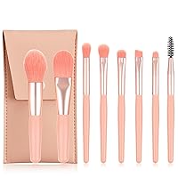 8Pcs Mini Travel Soft Makeup Brushes Set Eye Shadow Foundation Powder Eyelash Lip Concealer Blush Make Up Brush Set (Pink)