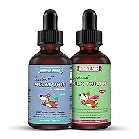 Melatonin Drops Plus Milk Thistle Drops - for Dog Stress Relief, Calming, Liver, Detox & Overall Wellness – Liquid Melatonin 2 Ounces - Milk Thistle 2 Ounces