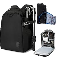 BAGSMART Camera Bag Backpack, DSLR SLR Camera Case Fits 13.3 Inch Laptop, Waterproof Photography Backpacks with Rain Cover Tripod Holder for Women Men, Black