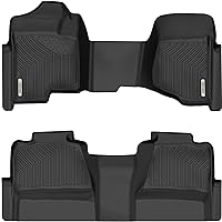 OEDRO Floor Mats Fit for 2007-2013 Silverado/Sierra 1500&2007-2014 Silverado/Sierra 2500/3500 HD Crew Cab, Unique Black TPE All-Weather Guard Includes 1st and 2nd Row: Full Set Liners