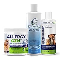 Itchy Dog Trio, 12 oz Command Medicated Pet Shampoo + 8 oz AtopiCream HC 1% Hydrocortisone Conditioner + Allergy CZN Chews, Relief for Dogs with Allergies and Dry Skin