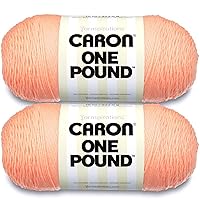 Caron One Pound Peach Yarn - 2 Pack of 454g/16oz - Acrylic - 4 Medium (Worsted) - 812 Yards - Knitting/Crochet