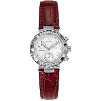 Accutron Women's 26R16 Chamonix Diamond Chronograph Red Leather Watch