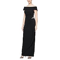 Alex Evenings Women's Long Foldover Off The Shoulder Dress