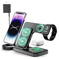 Charging Station for Apple Multiple Devices,Fast 3 in 1 Wireless Charging Station for iPhone 15/14/13/12/11(Pro, Pro Max)/XS/XR/XS/X/8(Plus),Apple Watch 8/7/6/SE/5/4/3/2,AirPods 3/2/pro… (black2)