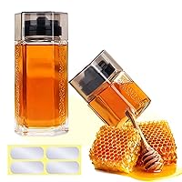 Honey Dispenser No Drip Glass Syrup Bottles Jars Containers Pourer Sauce Bottle Condiment Squirt Oil Spout, 7.28inchesX3.34inchesX3.34inches