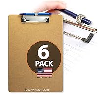 Officemate Wood Clipboard, Letter Size, Low Profile Clip with Pen Holder, 6 Pack (83826)