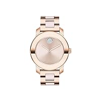 Movado Women's Bold Ceramic Pale Rose Gold Ion-Plated Steel Case and Bracelet with Blush Ceramic Centerlinks, Rose Gold