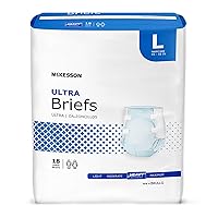 McKesson Ultra Briefs, Incontinence, Heavy Absorbency, Large, 18 Count, 4 Packs, 72 Total