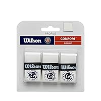 WILSON Roland-Garros Tennis Overgrip - 3 Pack, White/Navy