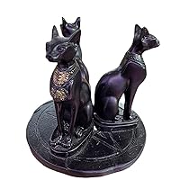 Home Collections Crystal Stone Egyptian Cat Bastet Statue Crystal Ball Holder Display Base Sphere Stand Gift Figurines Home Decor Suitable for 4~8cm Balls
