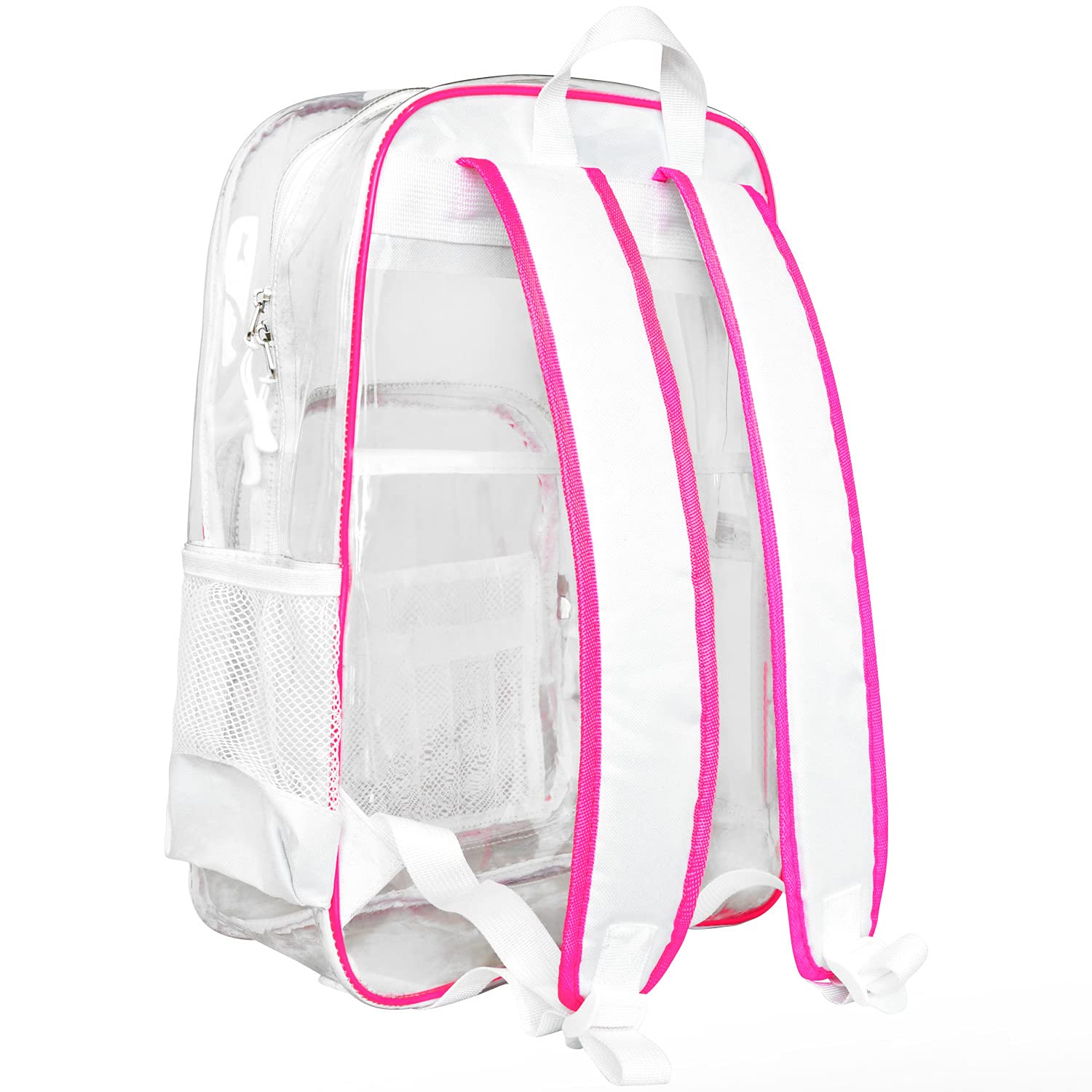 Meister All-Access Clear Backpack - Meets School & Event Security Bag Requirements - Pink / White