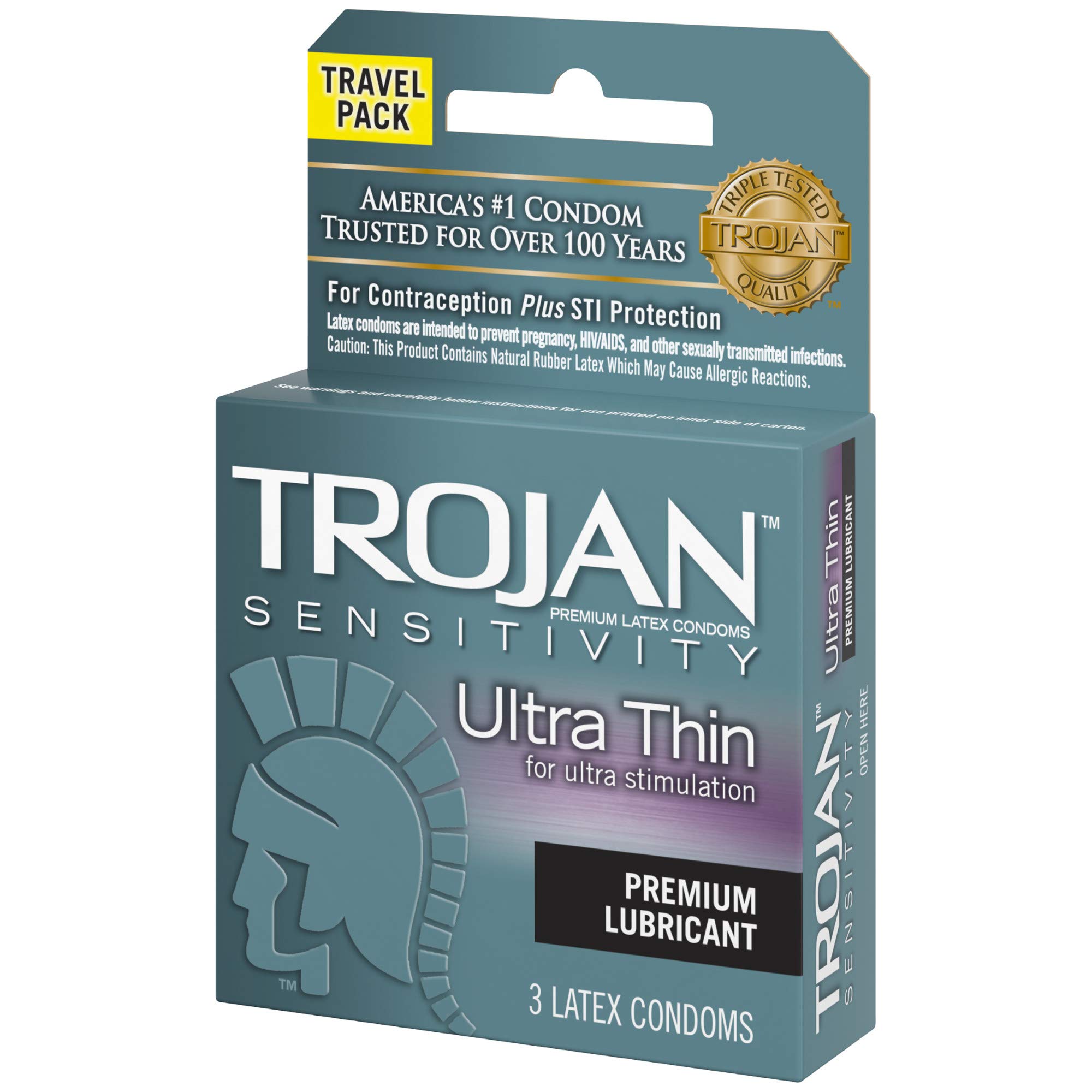 TROJAN Sensitivity Ultra Thin Lubricated Condoms (Pack of 1) 3 Count