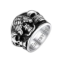FaithHeart Personalized Customized Vintage Silver Cool 3 Skull Rings for Men Gothic Death Skull Skeleton Cocktail Party Rings Big Size 14