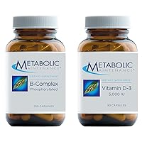 Metabolic Maintenance 2-Product Set with B-Complex Phosphorylated - Energy + Nerve Support (100 Capsules) + Vitamin D-3 5000 IU - Bone, Immune + Mood Support (90 Capsules)