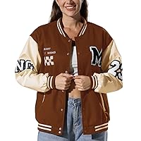 Women's Varsity Jacket Baseball Bomber Jacket Vintage Unisex Streetwear Coats with Patchwork Hipster Utility Tops