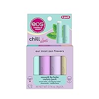 eos Chill Vibes Lip Balm Variety Pack- Chamomile, Eucalyptus Mint, Sweet Mint & Vanilla Bean, All-Day Moisture Lip Care Products, 0.14 oz, 4-Pack