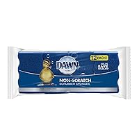 Dawn Ultra Non-Scratch Double-Sided Kitchen Dish Scrubber Sponges, Blue (Pack of 12)