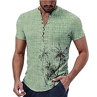 Hawaiian Shirt for Men Plus Size V Neck Summer 2024 Casual Men's T-Shirts Short Sleeve Beach Graphic Tshirts
