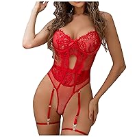 Lingerie for Women Sexy Naughty Teddy Babydoll See Through Bodysuit Plus Size Lace One Piece Jumpsuit Lace Sleepwear.