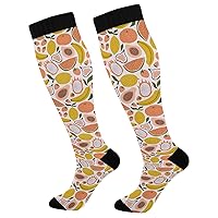 Compression Socks Women Wide Calf Fit Compression Socks For Men for Teens Support Socks 2 Pack Exotic Fruits
