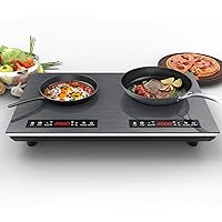 VBGK Double Induction Cooktop, 24 inch 4000W Electric cooktop with hot plate, induction stove top with LED Touch Screen 9 Levels Settings with Child Safety Lock & Timer 110V Induction cooktop 2 burner