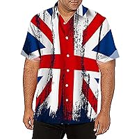 Patriotic Shirts for Men - Short Sleeve Button Up American Flag Printed Shirts Retro Casual Loose 4th of July Shirts